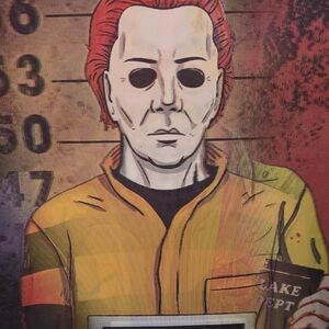 Horror Character Wall Art in Orange and Black